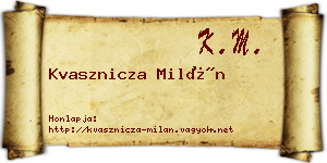 Kvasznicza Milán névjegykártya